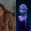 Cenas das animações 'Tarzan' (1999) e 'Frozen II' (2019)