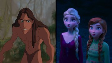 Cenas das animações 'Tarzan' (1999) e 'Frozen II' (2019) - Reprodução/Disney