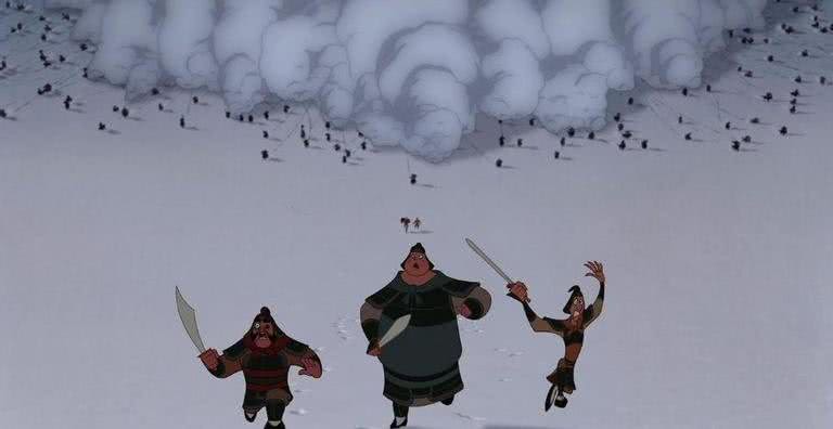 Cena da avalanche na animação Mulan (1998) - Divulgação/Disney