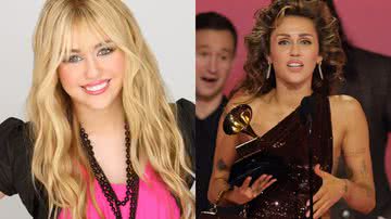 Imagem promocional de Hannah Montana (à esqu.) e Miley Cyrus (à dir.) - Divulgação/Disney e Getty Images