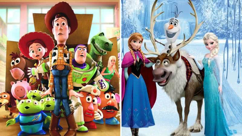 Pôsteres das franquias "Toy Story" e "Frozen" - Reprodução/ Disney