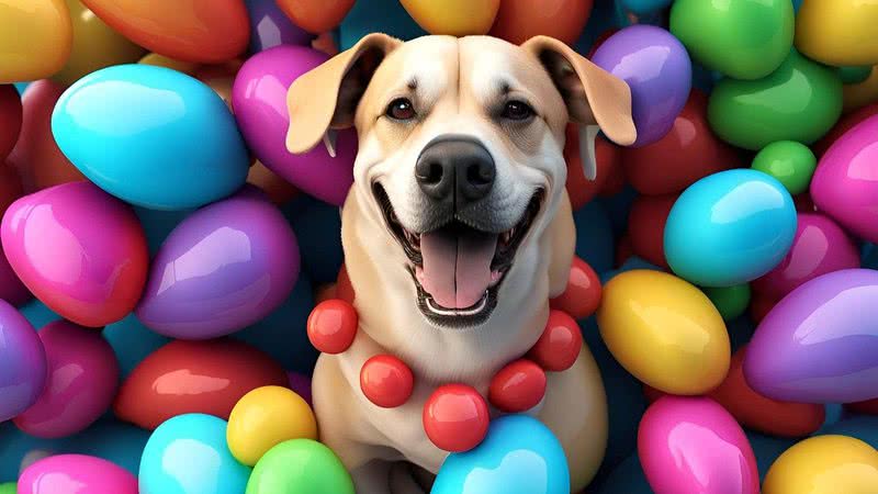 Imagem ilustrativa de um cachorro e ovos de Páscoa - Pixabay