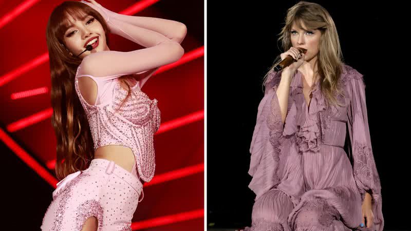 Lisa no Coachella 2023 e Taylor Swift em apresentação da "The Eras Tour" - Emma McIntyre/Kevin Winter/Getty Images