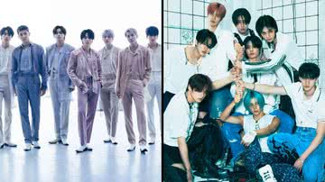 BTS em concept photo para o álbum 'Proof' e Stray Kids em concept photo para o álbum 'Rock-Star' - Divulgação/BigHit Music/JYP Entertainment