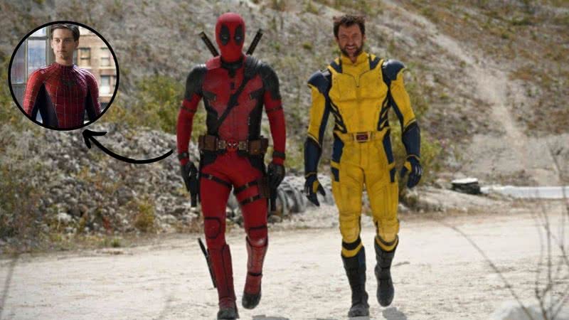 Imagem promocional de 'Deadpool & Wolverine' e Tobey Maguire como 'Homem-Aranha' - Reprodução/Marvel Studios/Sony Pictures