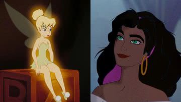 Sininho em cena de 'Peter Pan' e Esmeralda, personagem de ‘O Corcunda de Notre Dame’ - Reprodução/ Disney