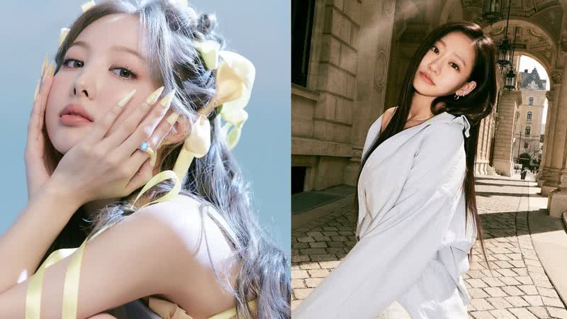 Nayeon para o mini álbum "I'M NAYEON" e Julie para o mini álbum "KISS OF LIFE" - Divulgação/JYP Entertainment e S2 Entertaiment