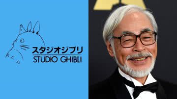 Logo do Studio Ghibli e Hayao Miyazaki no Oscar de 2014 - Divulgação/Studio Ghibli e Frazer Harrison/Getty Images