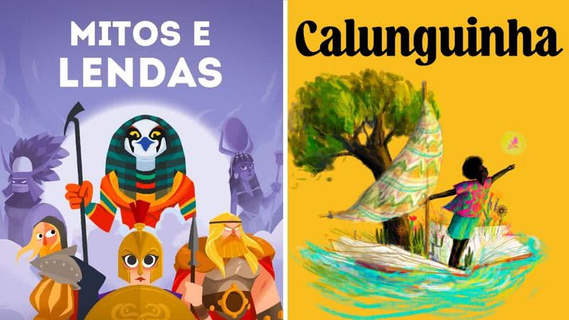 Imagens promocionais de "Mitos e Lendas" e "Calunguinha - O Cantador de Histórias" - Divulgação/ Spotify