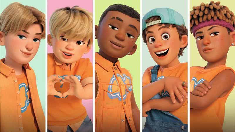 Robaire, Jesse, Aaron T, Tae Young e Aaron Z, membros do 4*Town - Divulgação/Disney/Pixar