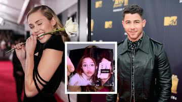 Miley Cyrus e Nick Jonas em eventos e cena do clipe '7 Things' - Getty Images/Christopher Polk e Reprodução/Instagram/mileycyrus