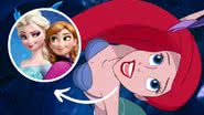 Cena de 'A Pequena Sereia’' e imagem promocional de ‘Frozen - Uma Aventura Congelante’ - Reprodução/ Disney