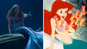 Halle Bailey como Ariel no live-action de 'A Pequena Sereia' e a versão animada da Ariel - Reprodução/ Disney