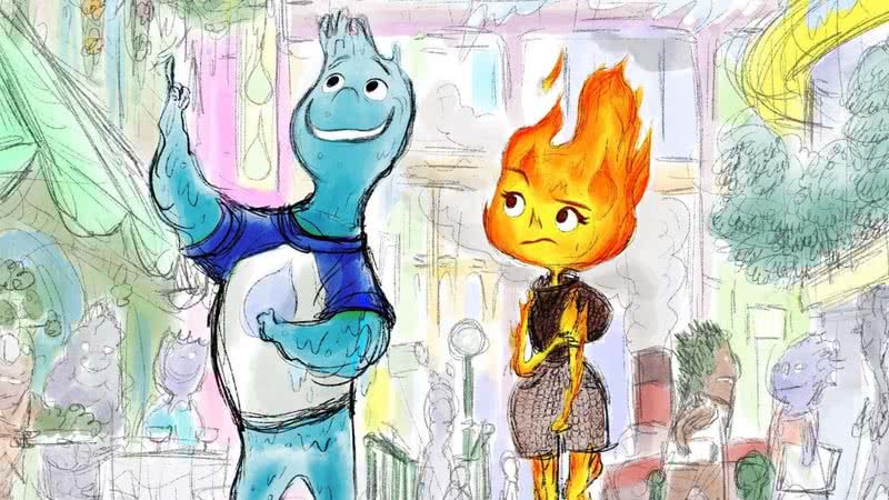 Arte conceitual para “Elemental” - Divulgação/ Pixar