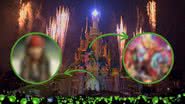 Cena do trailer de "Parques Disney: Por Trás da Diversão" e imagens promocionais das franquias Piratas do Caribe e Guardiões da Galáxia - Divulgação/Disney e Reprodução/Youtube/Disney+ Brasil