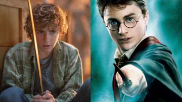 A esq; Walker Scobell como Percy Jackson; a dir; Daniel Radcliffe como Harry Potter - Reprodução/ Warner Bros./Disney