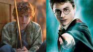 A esq; Walker Scobell como Percy Jackson; a dir; Daniel Radcliffe como Harry Potter - Reprodução/ Warner Bros./Disney