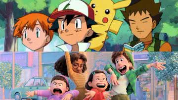 Cena da animação 'Pokémon' e de 'Red: Crescer é uma Fera' - Reprodução/The Pokémon Company/ Disney/Pixar