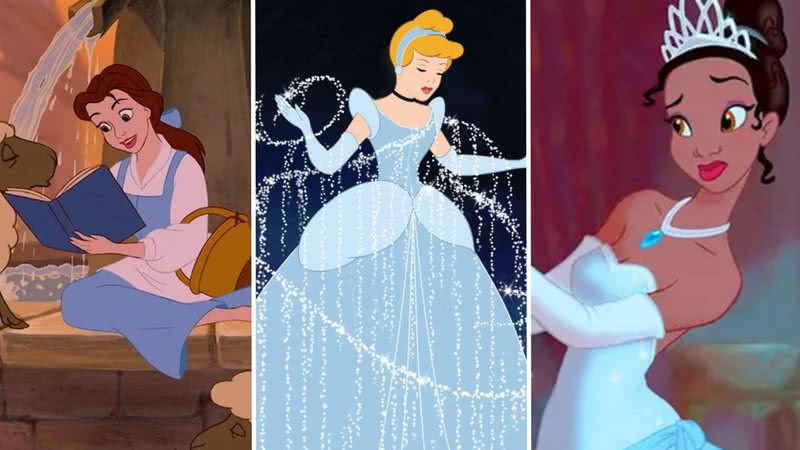 Imagens de Bella, Cinderela e Tiana, princesas da Disney - Reprodução/ Disney