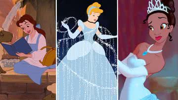 Imagens de Bella, Cinderela e Tiana, princesas da Disney - Reprodução/ Disney