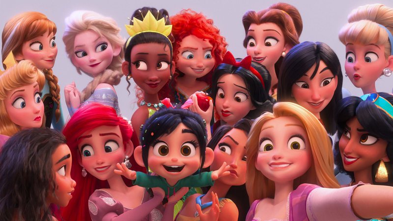 Princesas da Disney em cena do filme "WiFi Ralph: Quebrando a Internet" (2018) - Divulgação/ Disney