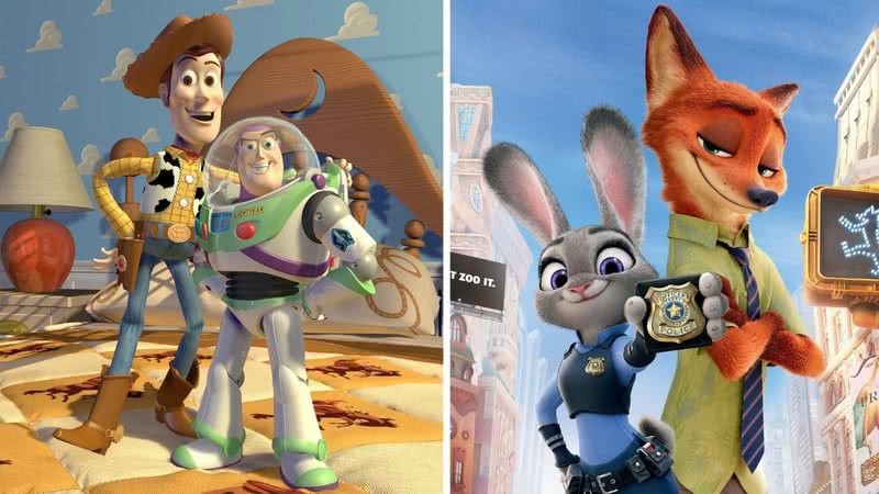 Imagens promocionais de Toy Story e Zootopia - Divulgação/Pixar