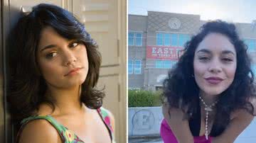 A esquerda, Vanessa Hudgens como Gabriella Montez; a direita, Hudgens de volta ao East High School em vídeo publicado no Instagram - Divulgação/ Disney/ Instagram/vanessahudgens