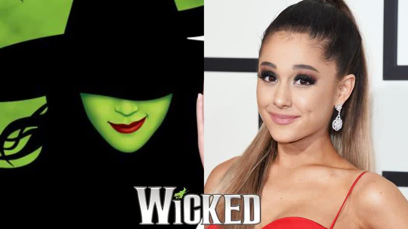 Montagem do musical Wicked e da cantora Ariana Grande - Divulgação/Getty Images