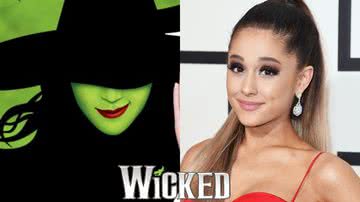 Montagem do musical Wicked e da cantora Ariana Grande - Divulgação/Getty Images
