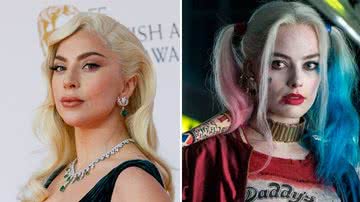A esquerda, Lady Gaga no EE British Academy Film Awards 2022 e a direita, Margot Robbie como Arlequina - Getty Images/Divulgação/Warner Bros. Pictures