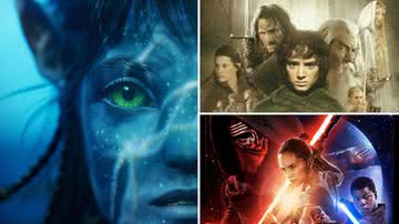 Pôsteres das franquias 'Avatar', 'Star Wars' e 'O Senhor dos Anéis’ - Divulgação/ 20th Century Studios/ New Line Cinema/ LucasFilm