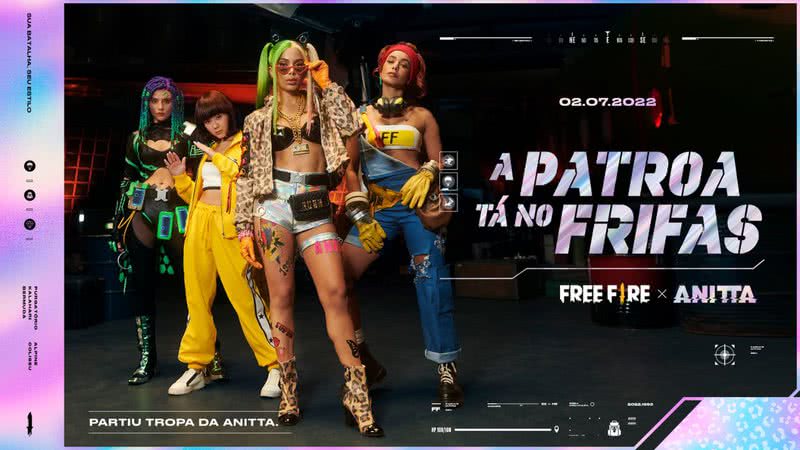 Imagem promocional da colaboração entre Anitta e Free Fire - Eduardo Bravin/Garena