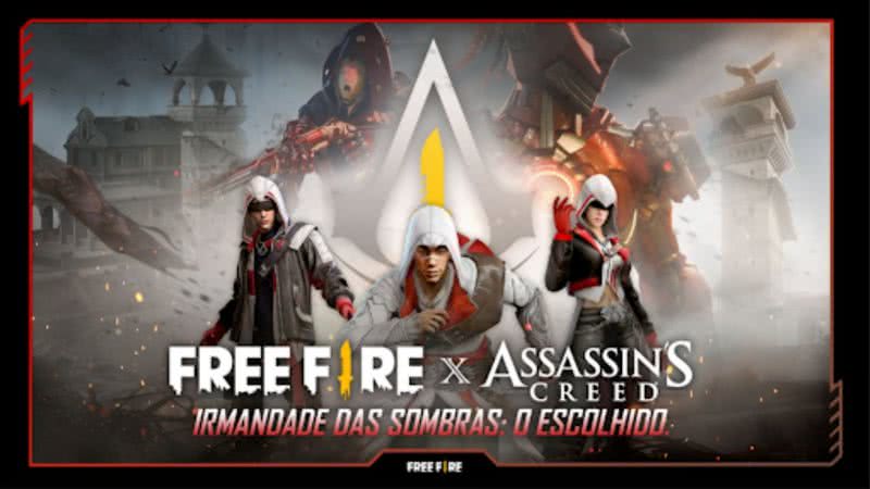Imagem promocional da parceria entre Free Fire e Assassin's Creed - Divulgação/Garena