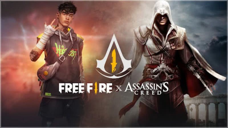 Imagem promocional do crossover entre Assassin's Creed e Free Fire - Divulgação/Garena