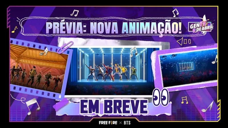 Imagem promocional do conteúdo 'Free Fire x BTS' - Divulgação/ Garena/ Free Fire