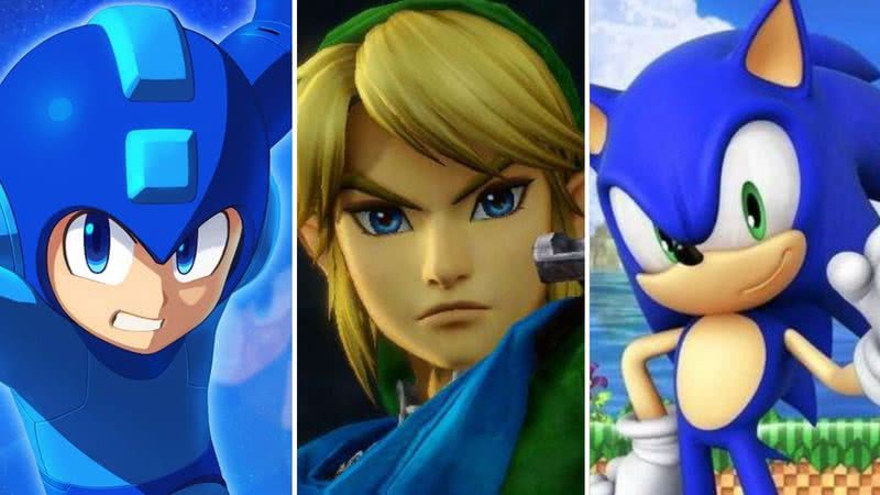 Mega Man, Link e Sonic - Divulgação/ Capcom/Nintendo/SEGA