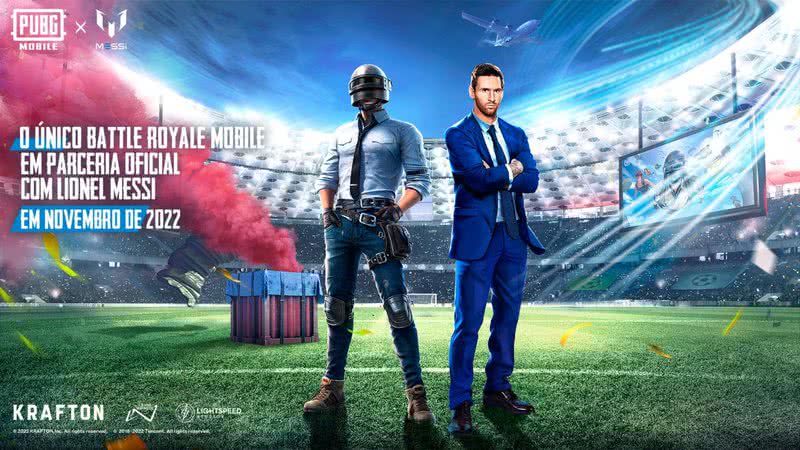 Imagem promocional da colaboração entre Messi e PUBG MOBILE - Divulgação/PUBG MOBILE