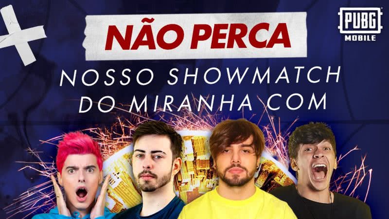 T3ddy, Jean Luca, Júlio Cocielo e VItu2K em divulgação para o "Showmatch do Miranha" - Divulgação/ PUBG MOBILE