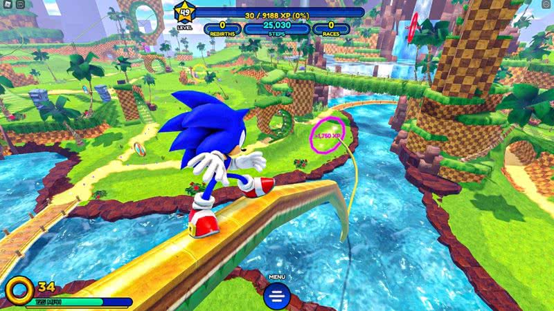 Cena do game 'Sonic Speed Simulator' - Divulgação/SEGA/Gamefam