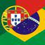 União das bandeiras de Brasil e Portugal