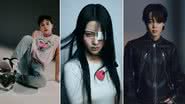 Bang Chan, do Stray Kids, Yunjin, do LE SSERAFIM e Jimin, do BTS - Divulgação/JYP Entertainment/Source Music/BigHit Music