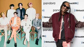Integrantes do BTS e o rapper Snoop Dogg - Divulgação/BIGHIT MUSIC/Getty Images