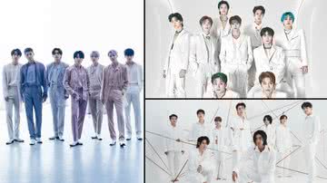Imagens promocionais do BTS, NCT 127 e Super Junior - Divulgação/BigHit Music/SM Entertainment