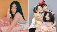 Jihyo em imagem promocional do TWICE e Lisa, Minnie, Mina e Jihyo juntas - Divulgação/JYP Entertainment e Reprodução/Instagram/min.nicha