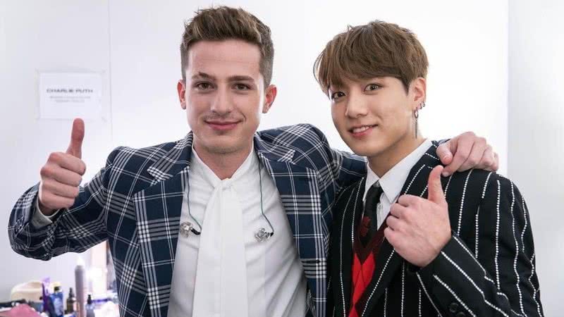 Charlie Puth e Jungkook nos bastidores do MBC Plus X Genie Music Awards 2018 - Divulgação/Instagram/charlieputh