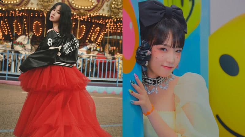 Yuju e Yena para seus novos lançamentos - Divulgação/KONNECT Entertainment/Yuehua Entertainment