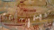 Pintura rupestre encontrada no sítio arqueológico Parque Nacional Serra da Capivara - Wikimedia Commons