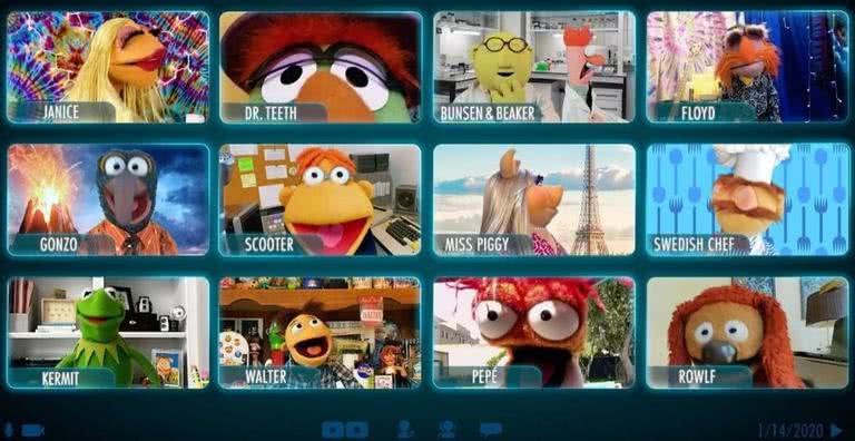 Muppets em chamada de vídeo no trailer da série Muppets Now - Divulgação/Youtube/The Muppets