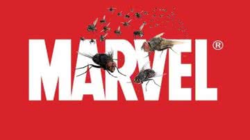 Imagem ilustrativa do logo da Marvel com moscas - Divulgação