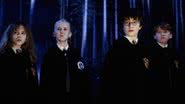 Cena de Hermione, Draco, Harry e Rony em Harry Potter e a Pedra Filosofal (2001) - Divulgação/Warner Bros. Pictures